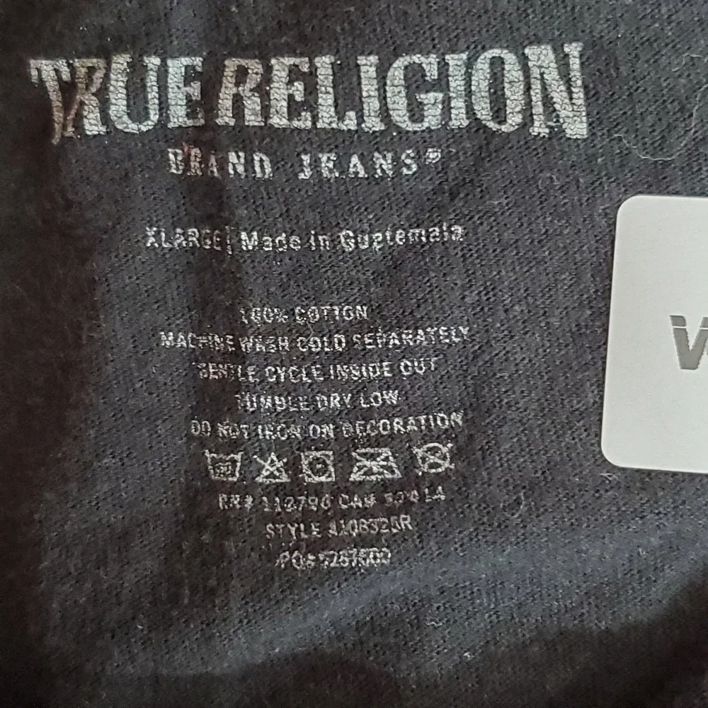 True Religion Men Shirt XL Black Graphic Logo Short Sleeve Print